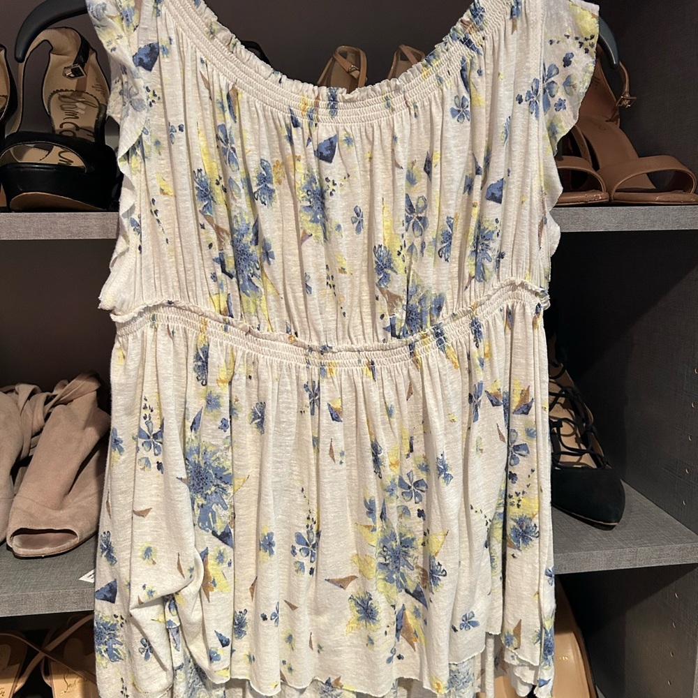 We The Free Floral Tank Top - Blue and Yellow